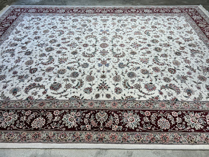 9'x12' Hand-Knotted Wool & Silk Pile Sinopersian Carpet - Area Rug