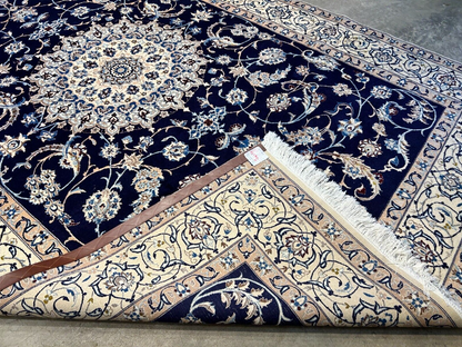 6'5"x10'1" Fine Hand-Knotted Wool & Silk Naine Rug - Area Carpet