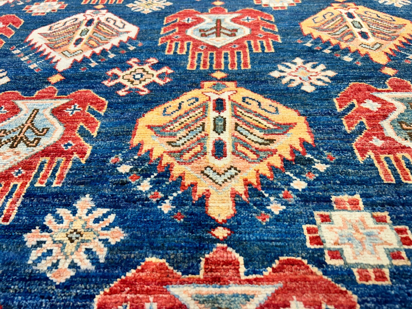8'9"x11'11" Hand-Knotted 100% Wool Pile Kazak Design Carpet - Area Rug