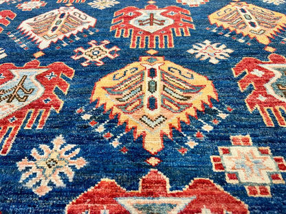 8'9"x11'11" Hand-Knotted 100% Wool Pile Kazak Design Carpet - Area Rug