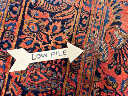 9'3"x12'7" Antique Fine Lamb Wool Sarouke Rug Hand-knotted Carpet