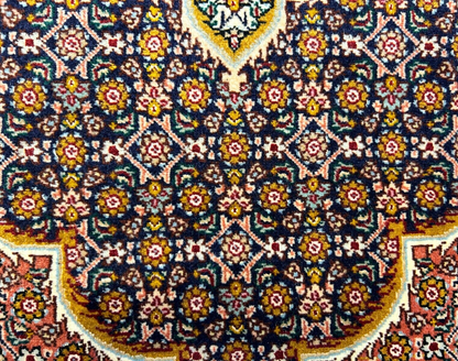 6'8"x10'1" Fine Hand-Knotted Wool & Silk Blend Tabrize Mahi Carpet - Area Rug