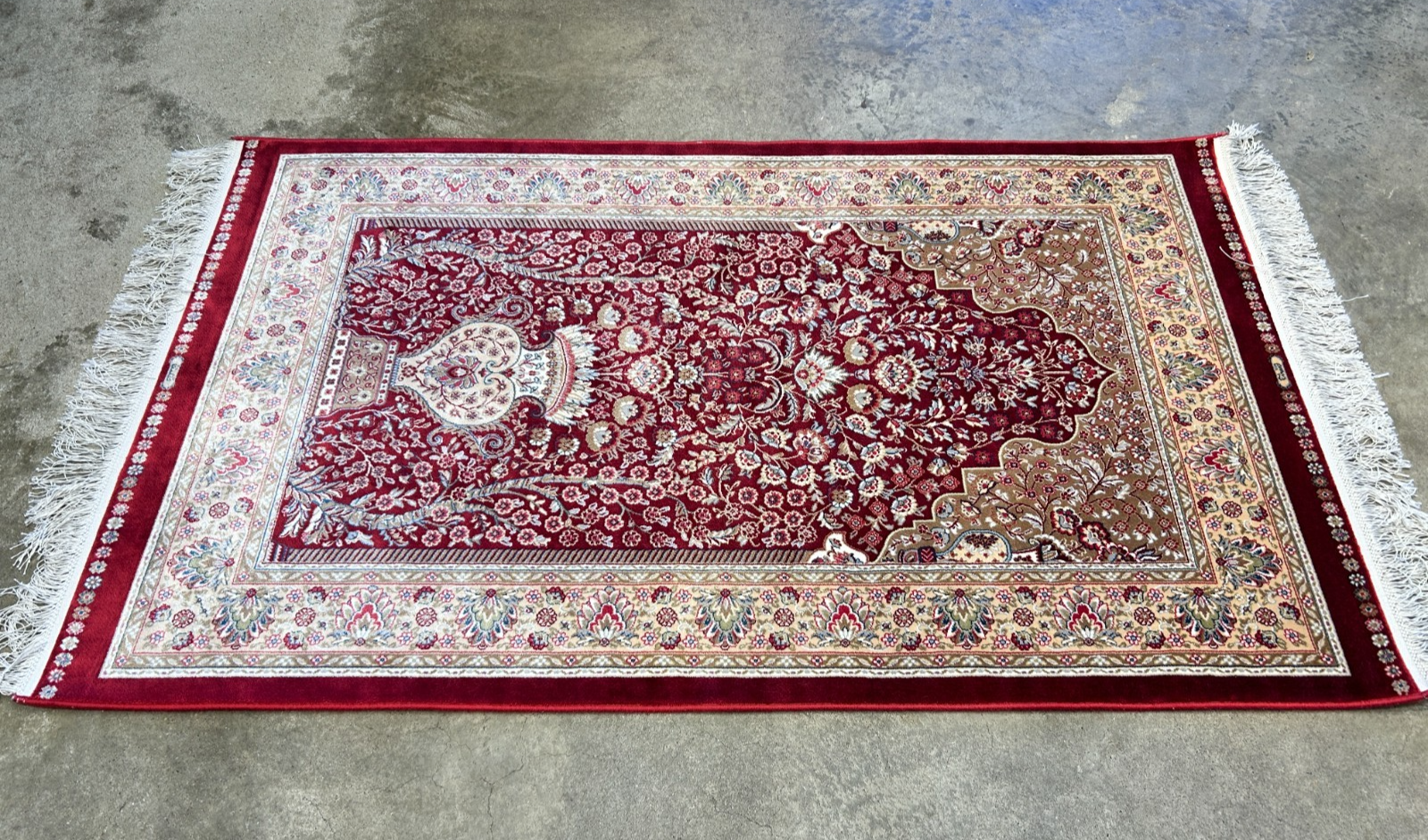 2'8"x4'1" Hand-Knotted 100% Silk Persiane Style Prayer Rug