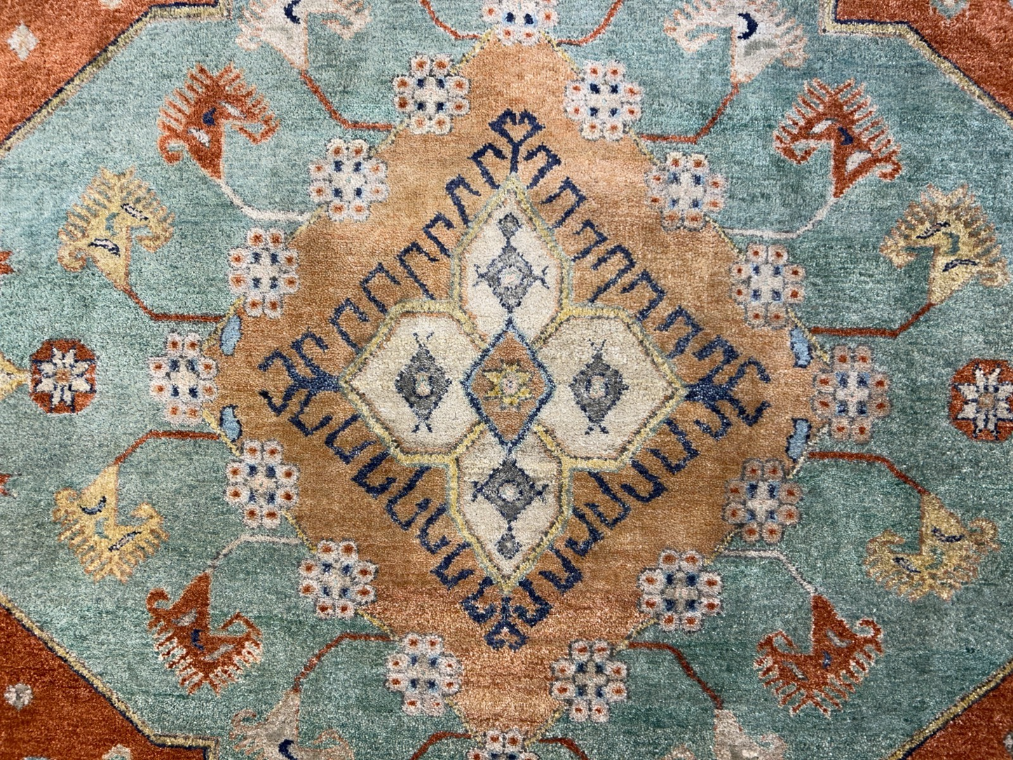 9'2"x11'11" Hand-Knotted 100%  Wool Pile IndoSerapi Rug