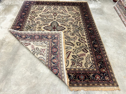 9'1"x12'1" Hand-Knotted 100% Lamb Wool Sarouke Design Carpet - Area Rug
