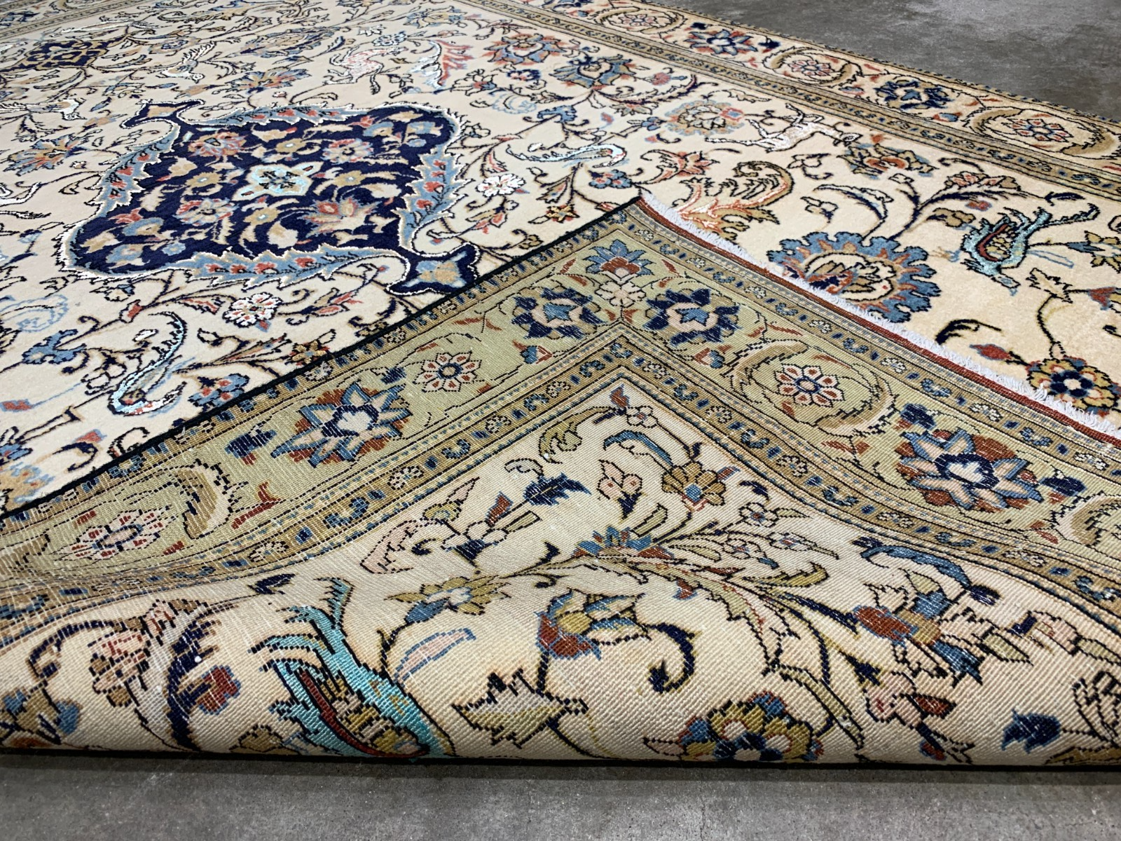 Collector Item -  4'4"x6'7" Antique Hand-Knotted Fine Wool Kashane Rug