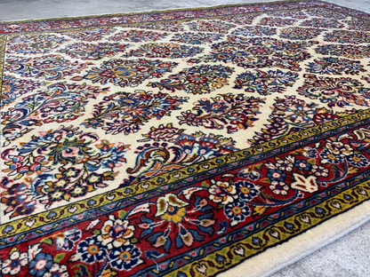 3'5"x5'0'' Fine Hand-Knotted Fine 100% Wool Pile Sarouke Area Rug