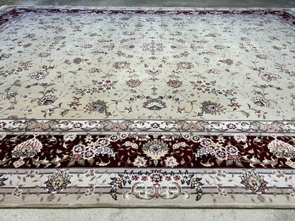 9'x12' Hand-Knotted Wool & Silk Pile Sinopersian Carpet - Area Rug