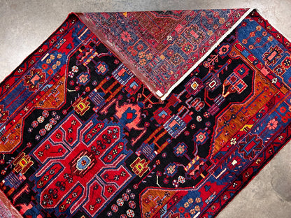 5'4" x 10' Hand-Knotted 100% Wool Pile Hamadane Area Rug