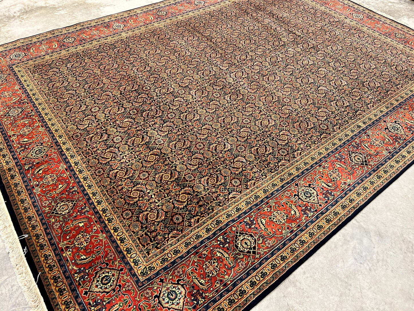 9'x12' Fine Hand-Knotted 100% Wool Pile Herati Design Carpet - Area Rug