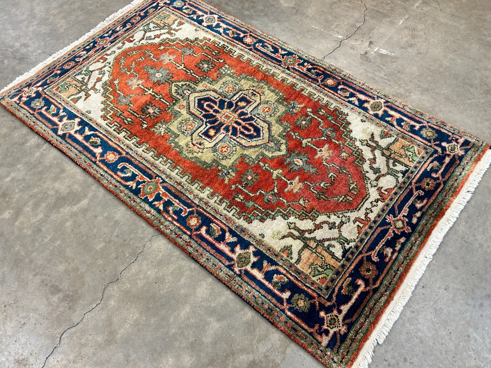 3'x5' Hand-Knotted 100% Wool Pile IndoSerapi Rug