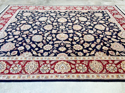 9' x 12' Hand-Knotted 100% Wool Carpet - Indian Agra Area Rug