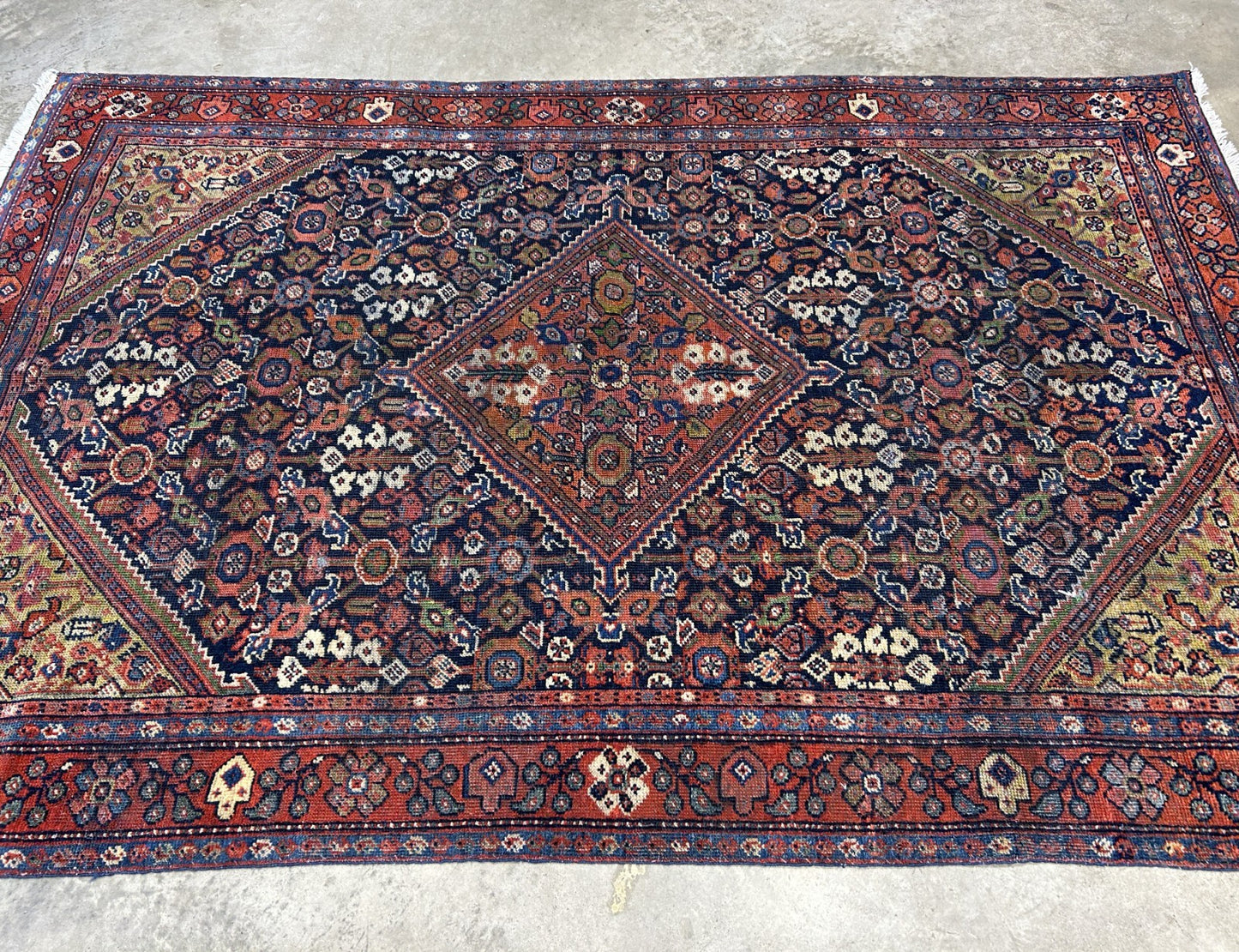 4'4"x6'6" Antique Hand-Knotted 100% Wool Pile Sennehe Area Rug - Carpet