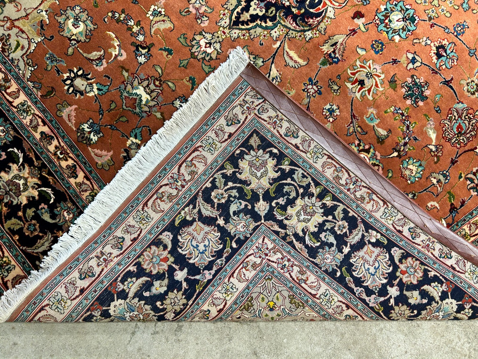 6'9"x10'2" Fine Hand-Knotted Wool & Silk Blend Tabrize Carpet - Area Rug