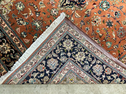 6'9"x10'2" Fine Hand-Knotted Wool & Silk Blend Tabrize Carpet - Area Rug