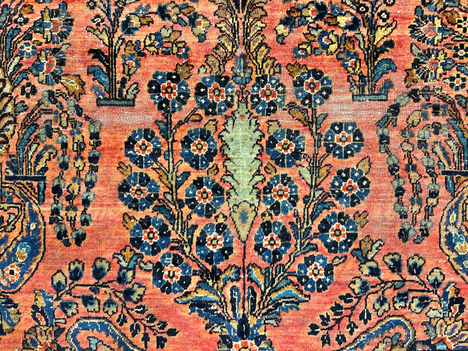 8'11"x11'8" Antique Fine Lamb Wool Sarouke Rug Hand-knotted Carpet