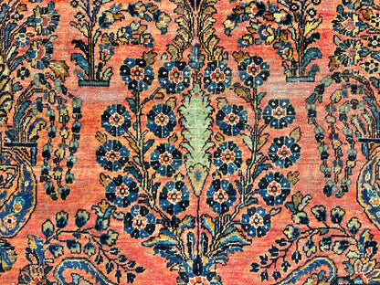 8'11"x11'8" Antique Fine Lamb Wool Sarouke Rug Hand-knotted Carpet