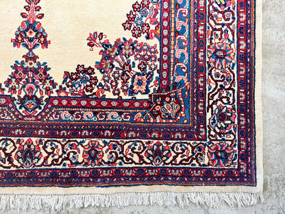 6'3"x9'5" Hand-Knotted 100% Wool Pile Sarouke Carpet - Area Rug