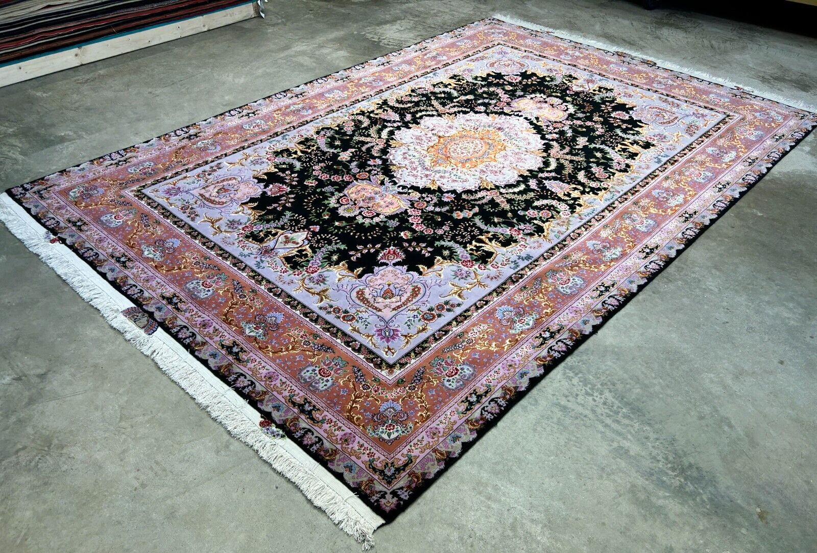 6'8"x10' Extra-Fine Hand-Knotted Wool & Silk Blend Tabrize Carpet - Area Rug