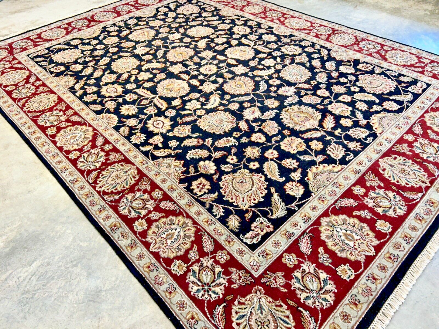9' x 12' Hand-Knotted 100% Wool Carpet - Indian Agra Area Rug