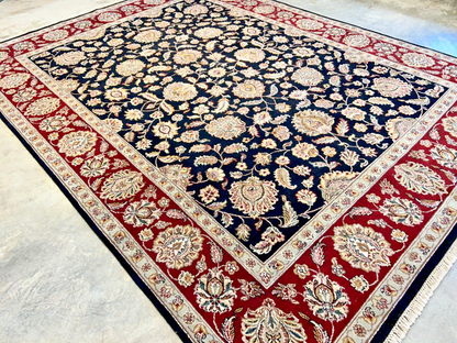 9' x 12' Hand-Knotted 100% Wool Carpet - Indian Agra Area Rug