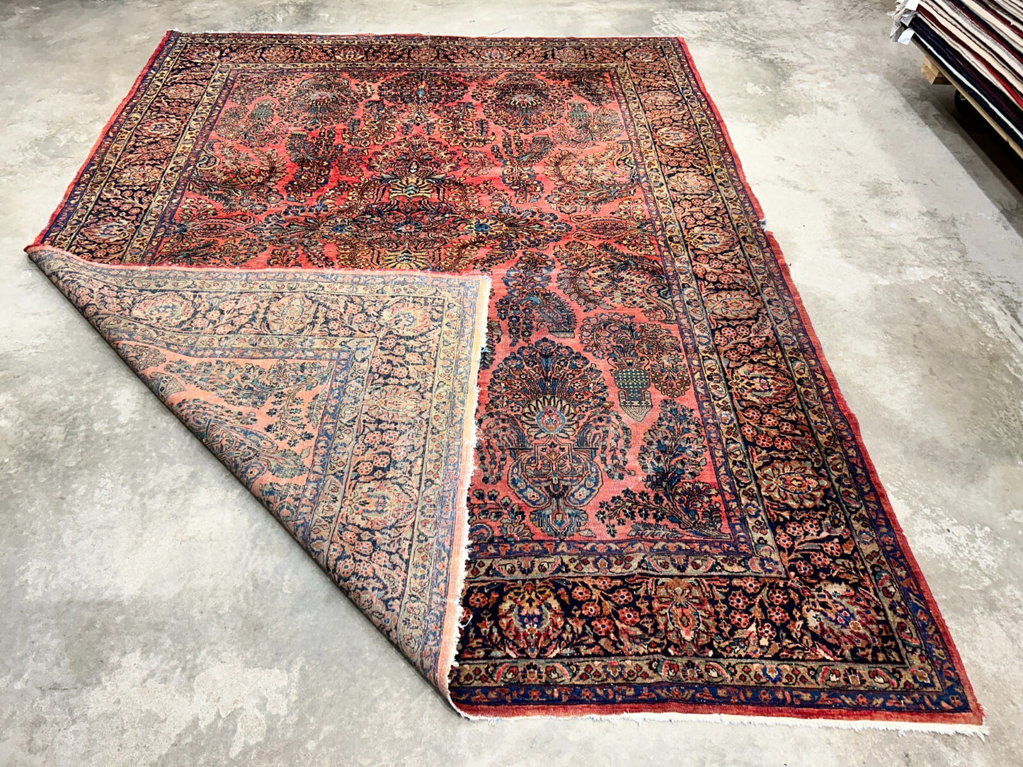 8'11"x11'8" Antique Fine Lamb Wool Sarouke Rug Hand-knotted Carpet