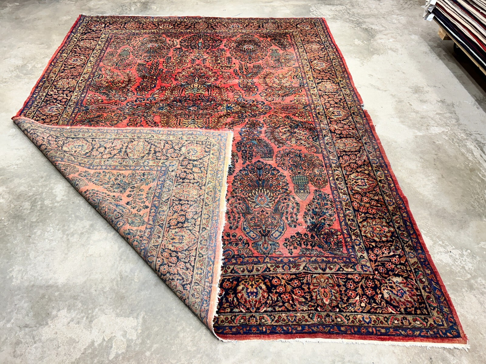 8'11"x11'8" Antique Fine Lamb Wool Sarouke Rug Hand-knotted Carpet