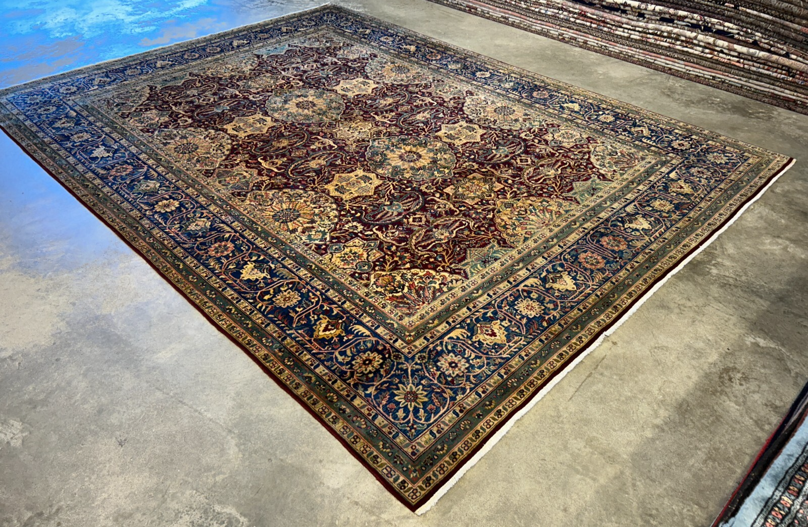 9'1"x12'3" Very Fine Hand-Knotted 100% Fine Wool Pile IndoTabriz Rug