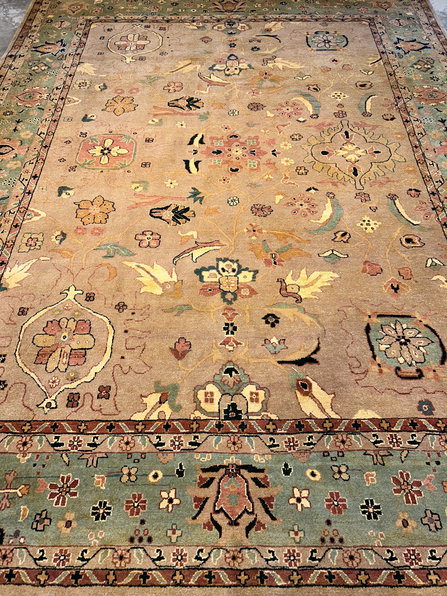9'x12' Hand-Knotted Wool IndoMahal Area Rug