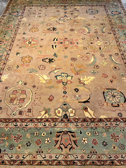 9'x12' Hand-Knotted Wool IndoMahal Area Rug